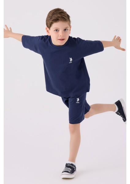Erkek Çocuk Koyu Indigo Bermuda Takımı