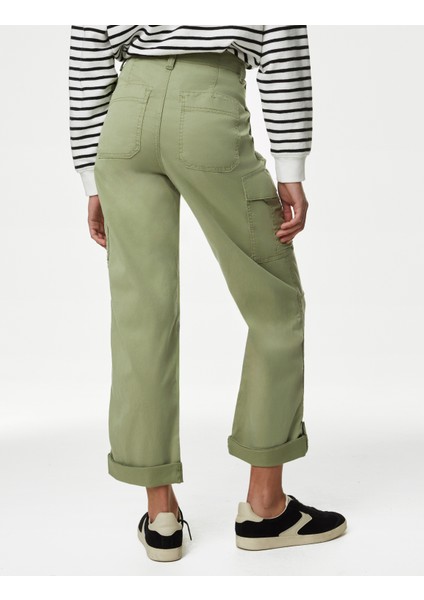 Lyocell™ Straight Leg Crop Kargo Pantolon