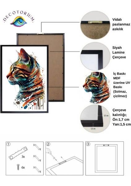 Çerçeveli Tablo Animal Kingdom-Cat Serisi Mdf Tablo CAT/005