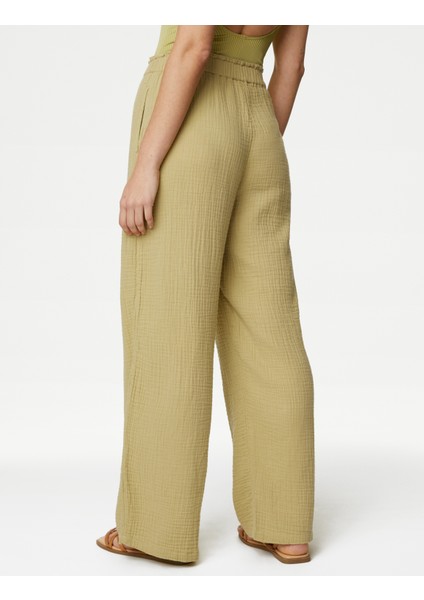 Saf Pamuklu Relaxed Fit Plaj Pantolonu
