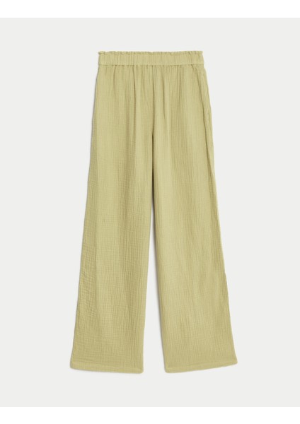 Saf Pamuklu Relaxed Fit Plaj Pantolonu