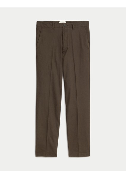 Regular Fit Keten Chino Pantolon