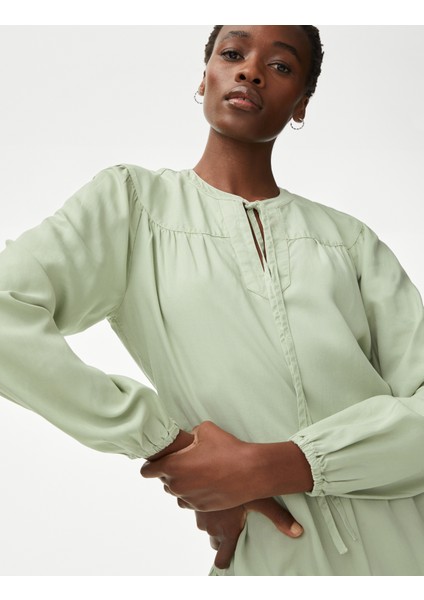 Saf Lyocell™ Uzun Kollu Mini Elbise fiyatları