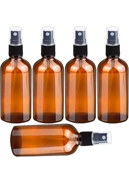 100ML Küçük Amber Cam Sprey Şişesi Boş Ince Sis Cam Şişeler Uçucu Yağlar Için Atomizer Sprey Şişesi, Koku Yağı Örneği, Aromaterapi, Kimyasal Sıvı - 5'li Paket