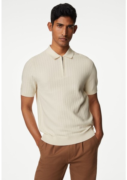 Kısa Kollu Örme Polo Yaka T-Shirt