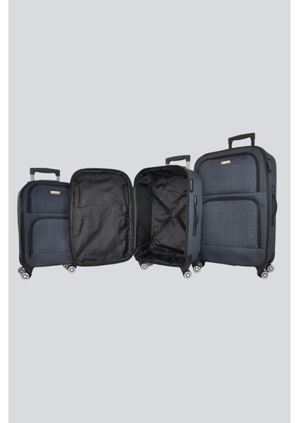 V130 Havlu Kumaş 4 Teker Valiz - 3'lü Set