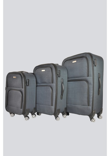 V130 Havlu Kumaş 4 Teker Valiz - 3'lü Set
