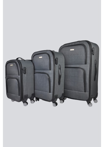 V130 Havlu Kumaş 4 Teker Valiz - 3'lü Set
