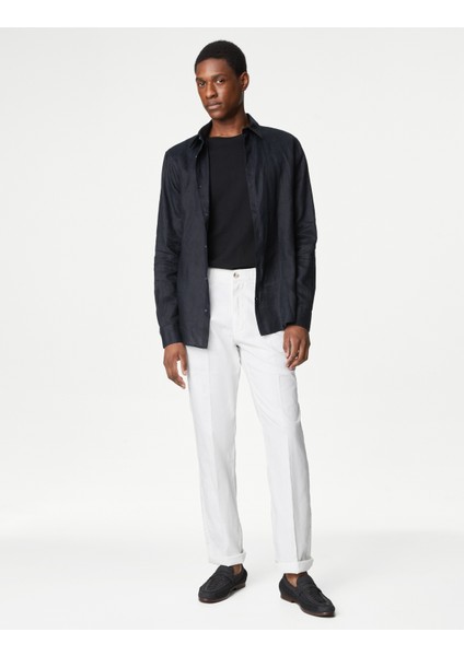 Regular Fit Keten Chino Pantolon fırsatları