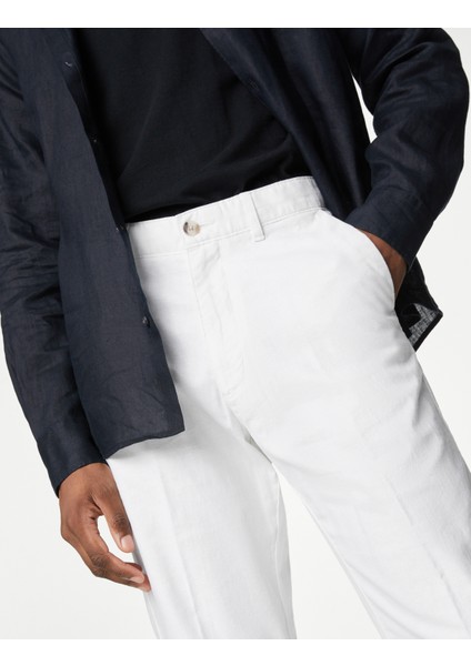Regular Fit Keten Chino Pantolon indirimleri