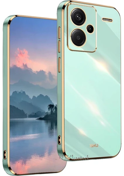 M.tk moveteck Xiaomi Redmi Note 13 Pro Plus Uyumlu Kılıf Kamera Lens Korumalı Parlak Gold Altın Kenarlı Yumuşak Silikon Kapak