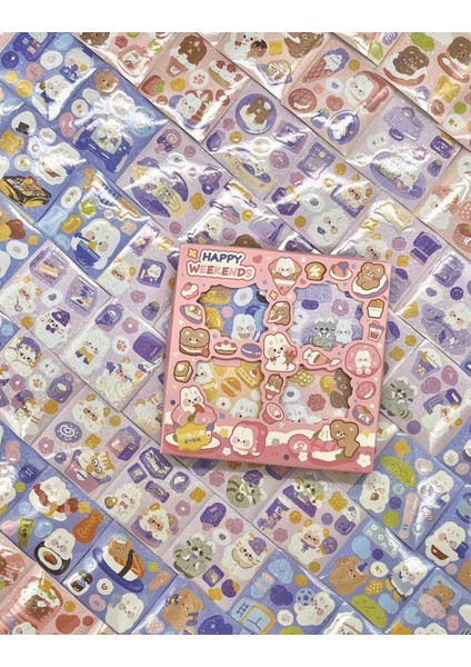 Happy Weekends Tavşan 4 Bölümlü 100 Yaprak Pembe Mini Kutu Sticker Seti bullet Journal fiyatları
