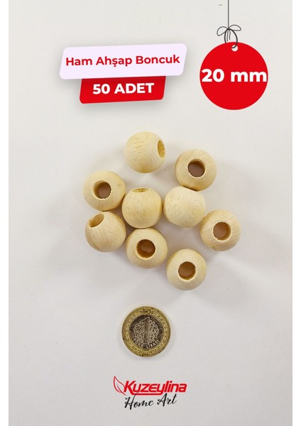 20 mm Ahşap Ham Boncuk - 50 Adet fiyatları