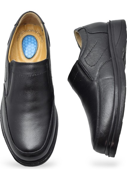 7878 Ortopedik Taban Siyah Deri Erkek Ayakkabı Mevsimlik modelleri