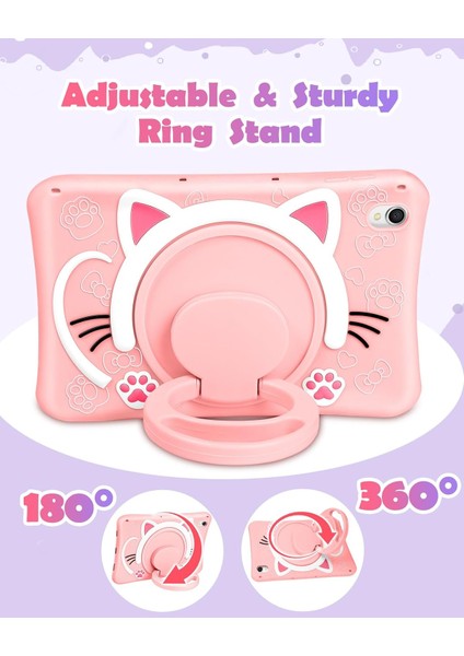 Apple İpad 11.Nesil A16 2025/10. Nesil 2022 Uyumlu Kılıf Kedi Askılı Standlı Çocuklar Için Karakterli Pink fiyatları