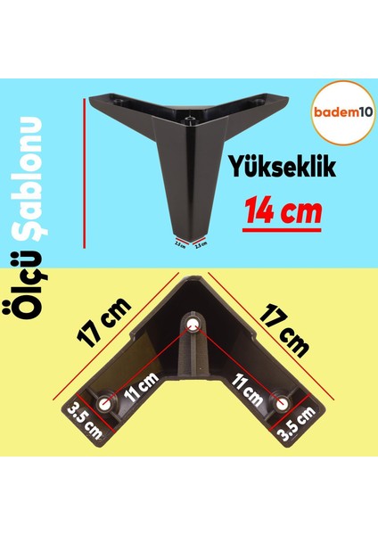 20'li Set Sedir Lüks Mobilya Kanepe Koltuk Tv Ünitesi Yükseltici Destek Ayağı Ayakları 14 cm Siyah