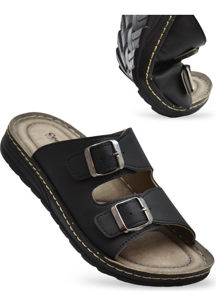 6092 Full Ortopedik Günlük Erkek Terlik Sandalet Erkek Terlik Çift Tokalı