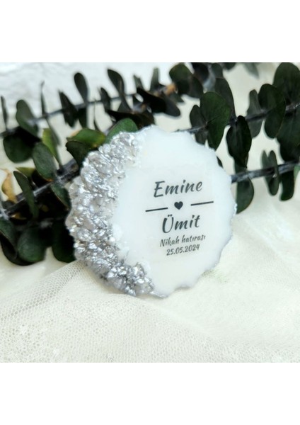 30 Adet Söz Nişan Nikah Şekeri Lik Magnet Taşlı Epoksi Magnet