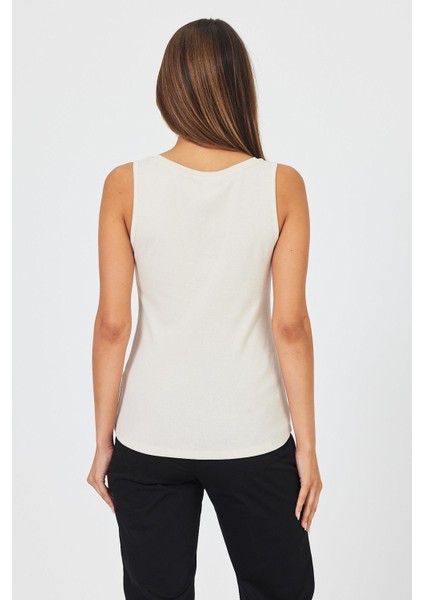 Kadın Matilda Bej Düğme Detaylı Vücuda Oturan Atlet fırsatları