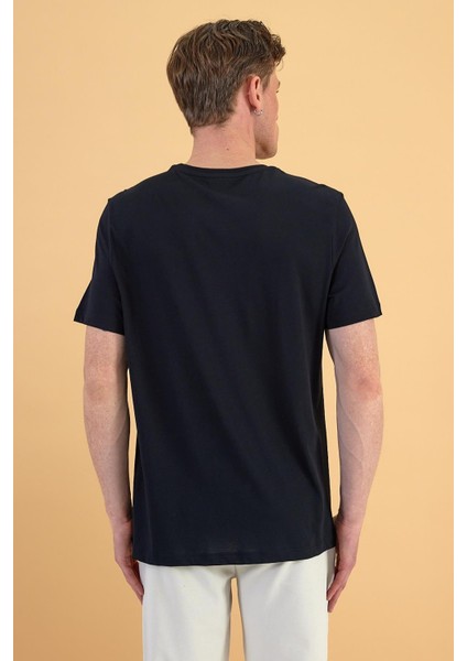 Erkek Danny Siyah Sıfır Yaka Pamuklu Basıc T-Shirt fırsatları