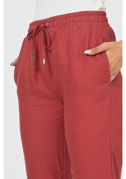 Kadın Alian Kiremit Beli Lastikli Beach Pantolon (Lyocell)