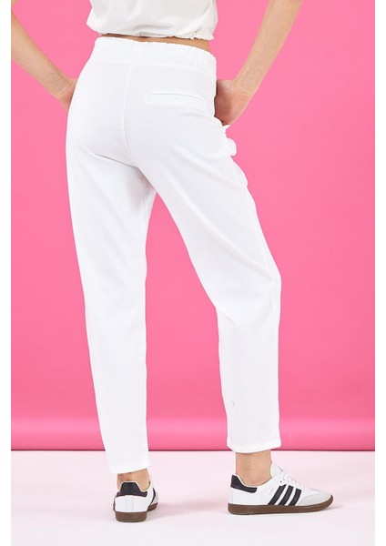Kadın Marla Beyaz Renkli Yüksek Bel Slouchy Jogger Pantolon fırsatları