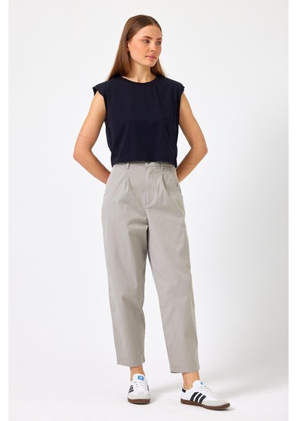 Kadın Stacy Buz Gri Slouchy Chino Pantolon (Lyocell) fiyatları