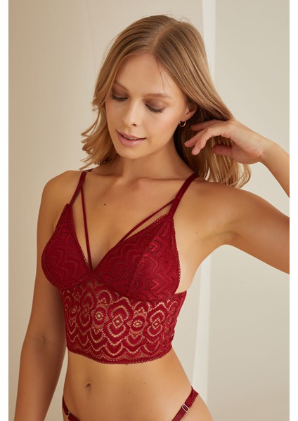 Bordo Pia Bralet Tek Sütyen