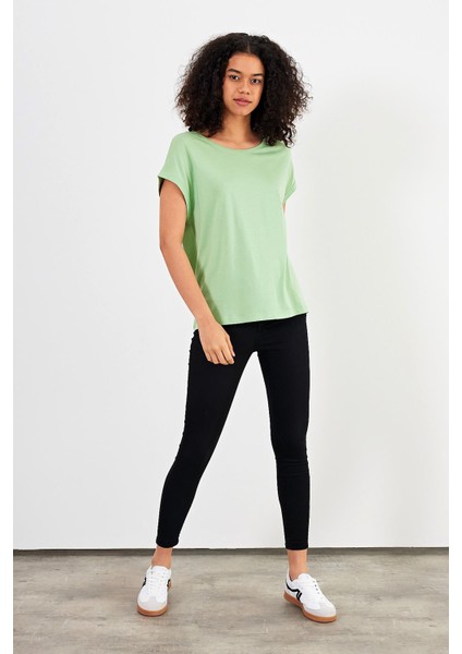 Kadın Cindy Çağla Bisiklet Yaka Regular Fit Basic Modal T-Shirt (Lyocell) fiyatları