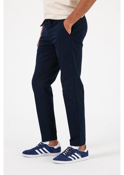 Erkek Alfred Lacivert Beli Lastikli Gabardin Pantolon fırsatları