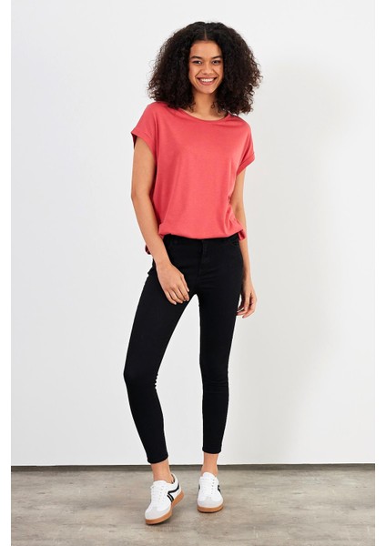 Kadın Cindy Terracotta Bisiklet Yaka Regular Fit Basic Modal T-Shirt (Lyocell) fiyatları