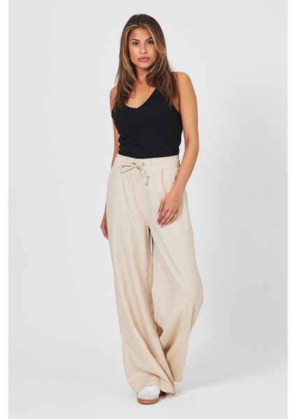 Kadın Sally Taş Yüksek Bel Wide Leg Lyocell Pantolon (Lyocell)