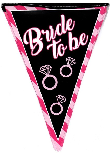 Bekarlığa Veda Bride To Be Temalı Üçgen Flama Bayrak Süs - Siyah