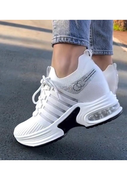 Guja 24Y300-14 Kadın Gizli Dolgu Yüksek Air Taban Taşlı Sneaker Spor Ayakkabı