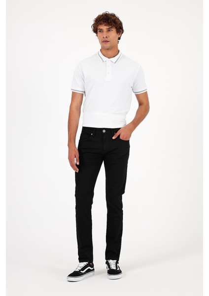 Erkek Edward Siyah Slim Straight Renkli Jean Pantolon