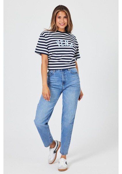 Kadın Petra Sky Blue Boyfriend Jean Pantolon fiyatları