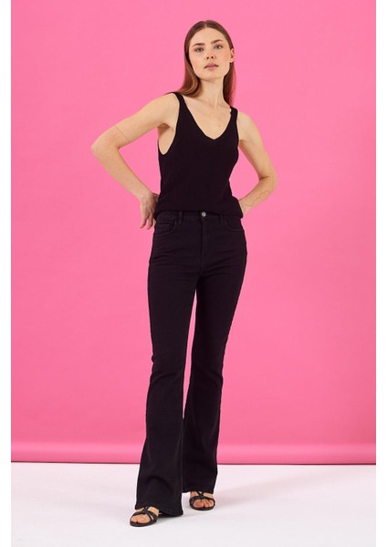 Kadın Jenny Black Flare Jean Pantolon