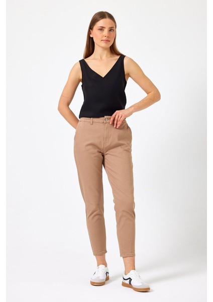 Kadın Norah Taba Beli Lastikli Renkli Jean Pantolon
