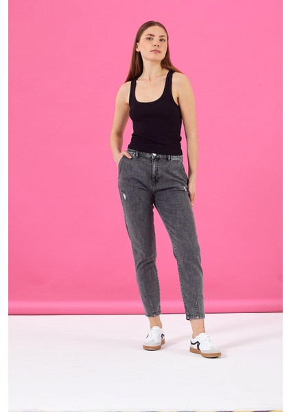 Kadın Norah Black Beli Lastikli Yırtıklı Jean Pantolon fiyatları