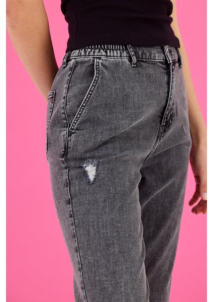 Kadın Norah Black Beli Lastikli Yırtıklı Jean Pantolon modelleri