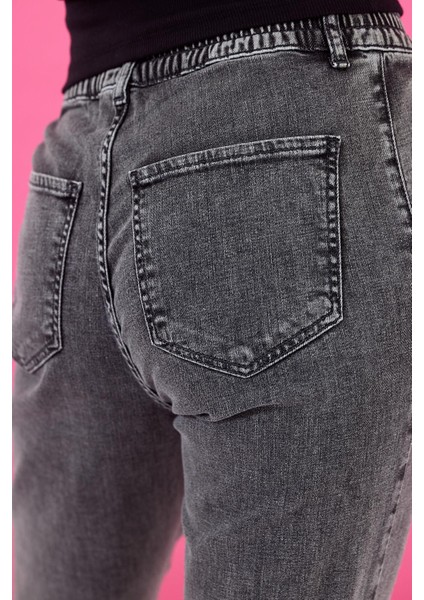 Kadın Norah Black Beli Lastikli Yırtıklı Jean Pantolon fırsatları