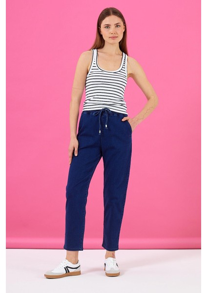 Kadın Marla Dark Blue Yüksek Bel Slouchy Jean Pantolon