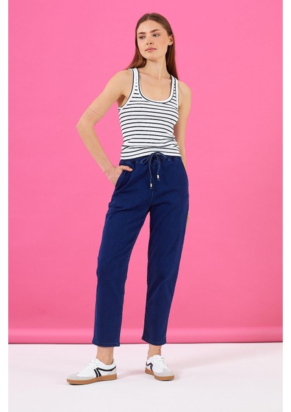 Kadın Marla Dark Blue Yüksek Bel Slouchy Jean Pantolon fiyatları