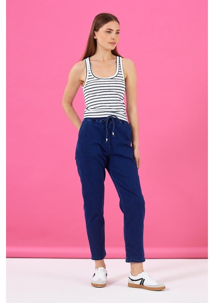 Kadın Marla Dark Blue Yüksek Bel Slouchy Jean Pantolon modelleri