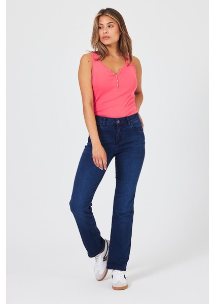 Kadın Gabriel Blue Black Straight Fit Jean Pantolon fiyatları