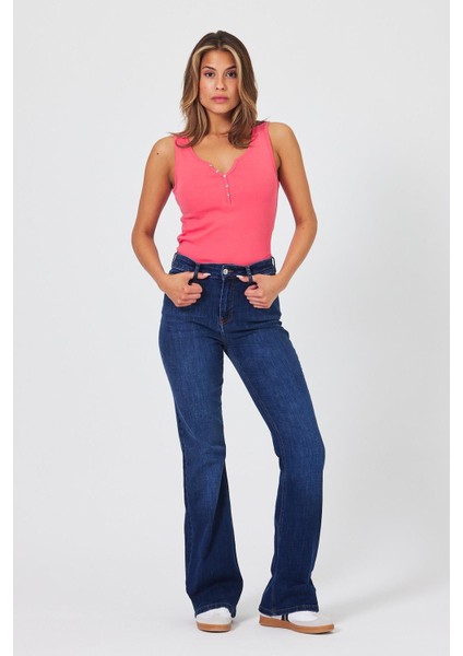 Kadın Jenny Dark Blue Flare Jean Pantolon fiyatları