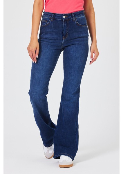 Kadın Jenny Dark Blue Flare Jean Pantolon modelleri