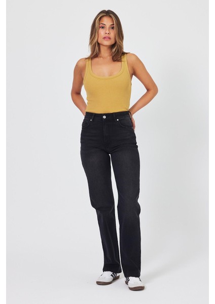 Kadın Marrakesh Black Yüksek Bel Straight Fit Jean Pantolon fiyatları