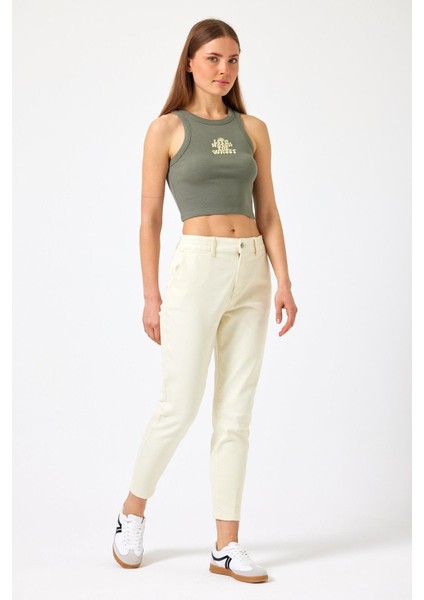 Kadın Norah Kemik Beli Lastikli Renkli Jean Pantolon