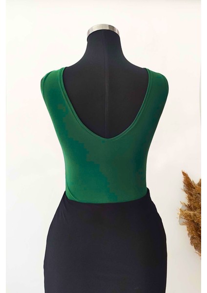 Kadın Sırt Dekolteli Crop Bluz Yeşil fiyatları
